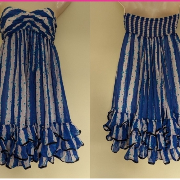 NWOT BETSEY JOHNSON VINTAGE
STRIPES W/FLOWERS DRESS - Picture 2 of 3